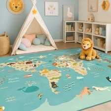 Washable Kids Playroom Rug   5x7 Play Rug for Preschool Toddlers, Baby Gir