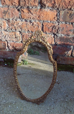 goldfarbener Spiegel freistehend 18'' hoch 11'' Breite 9'' Tiefe