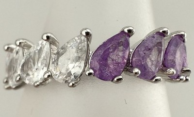 BOMB PARTY RHODIUM  I LIKE IT LIKE THAT  LAB ICE CRYSTAL & CZ SIZE 5 RING K682B