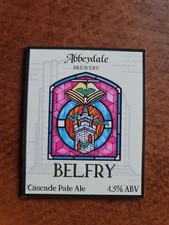 ABBEYDALE Brewery '' BELFRY '' Beer Pump Clip/ Badge (X)
