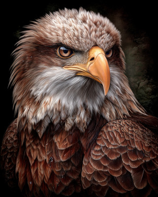 8x10 Eagle portrait, dark background, dramatic realism - 755384285
