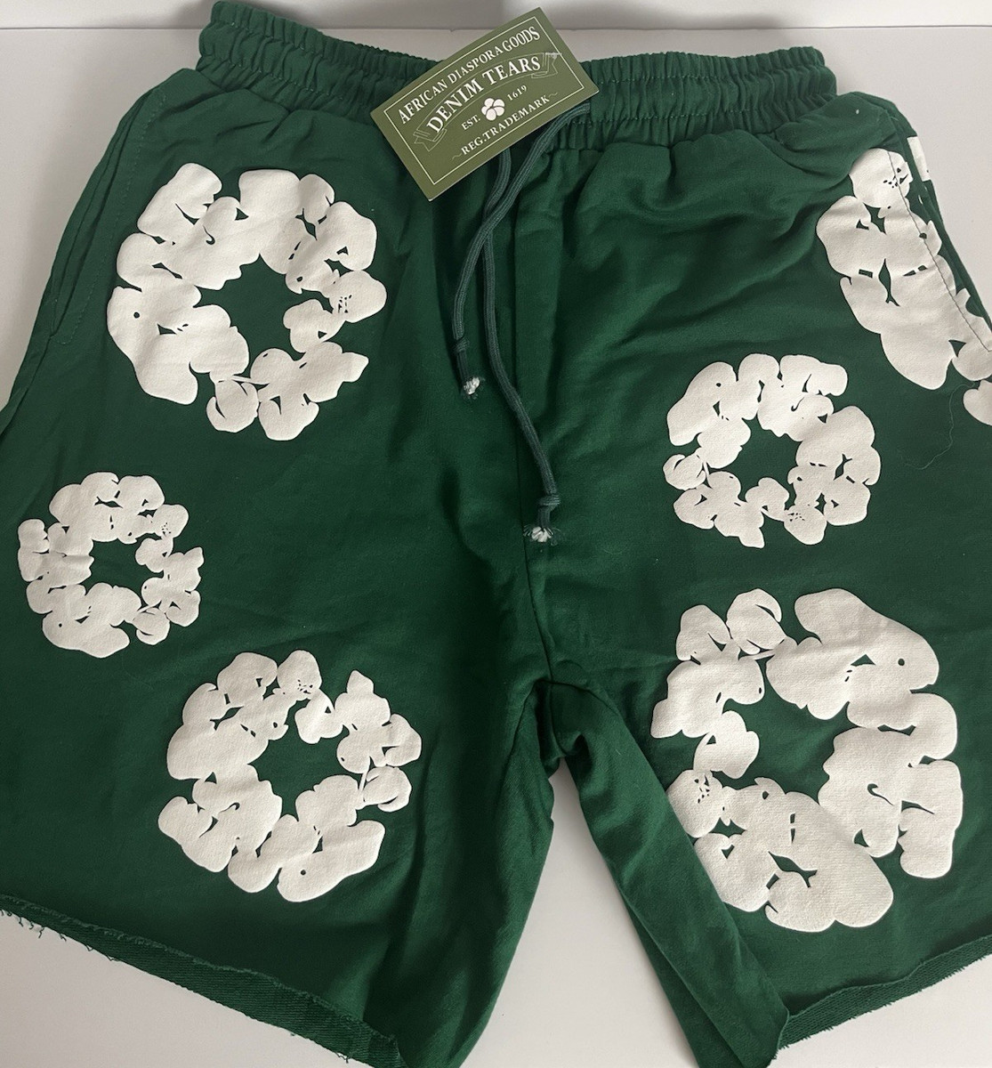 パンツ DENIM TEARS SHORTS GREEN S DENIM TEARS Green Cotton Sweat Shorts Drawstring Floral Men's M