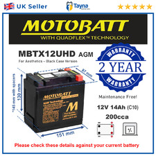 Motorcycle Battery for Honda CM200 CH250 Elite CN 250 Helix  Replaces YTX12-BS