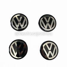 4x VW Volkswagen 55mm-Alloy Wheel Centre Cap Golf Passat Polo 6N0601171 Black