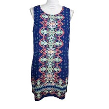 Artisan NY Dress Women’s 8 Blue Paisley Shift Sleeveless Casual Summer Work