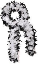 White with Black Tips Boa - 35g 2 Yards Chandelle Boa for Party Halloween,Christ