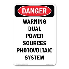 Warning Dual Power Sources Photovoltaic ANSI Danger Sign Metal Plastic Decal