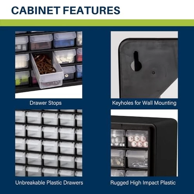 Storage Organizer Cabinet Plastic Parts Hardware Container Toy Bin 64-Drawer - Image 4 of 4