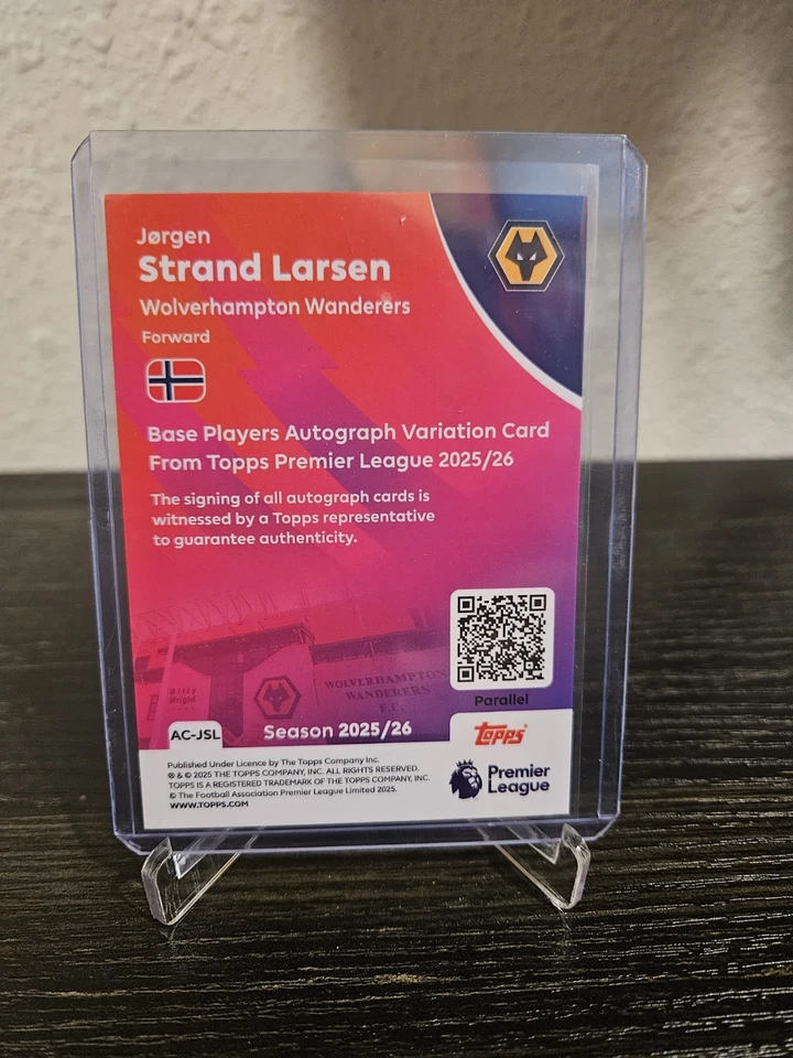 2025-26 Topps Premier League Wolverhampton Jorgen Strand Larsen Auto Black /10 - Image 2 of 2