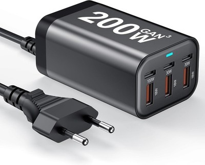 USB C Charger Block 200W Multi Port Ladegerät USB Fast Charging Station GaN PPS 