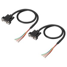 2 Pcs 1.6 ft 26AWG DB9 Female Connector to Bare Wire END RS232 9-Pin