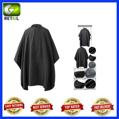Durable Black Barber Cape - Waterproof and Adjustable for All Sizes (50'' x 60'')
