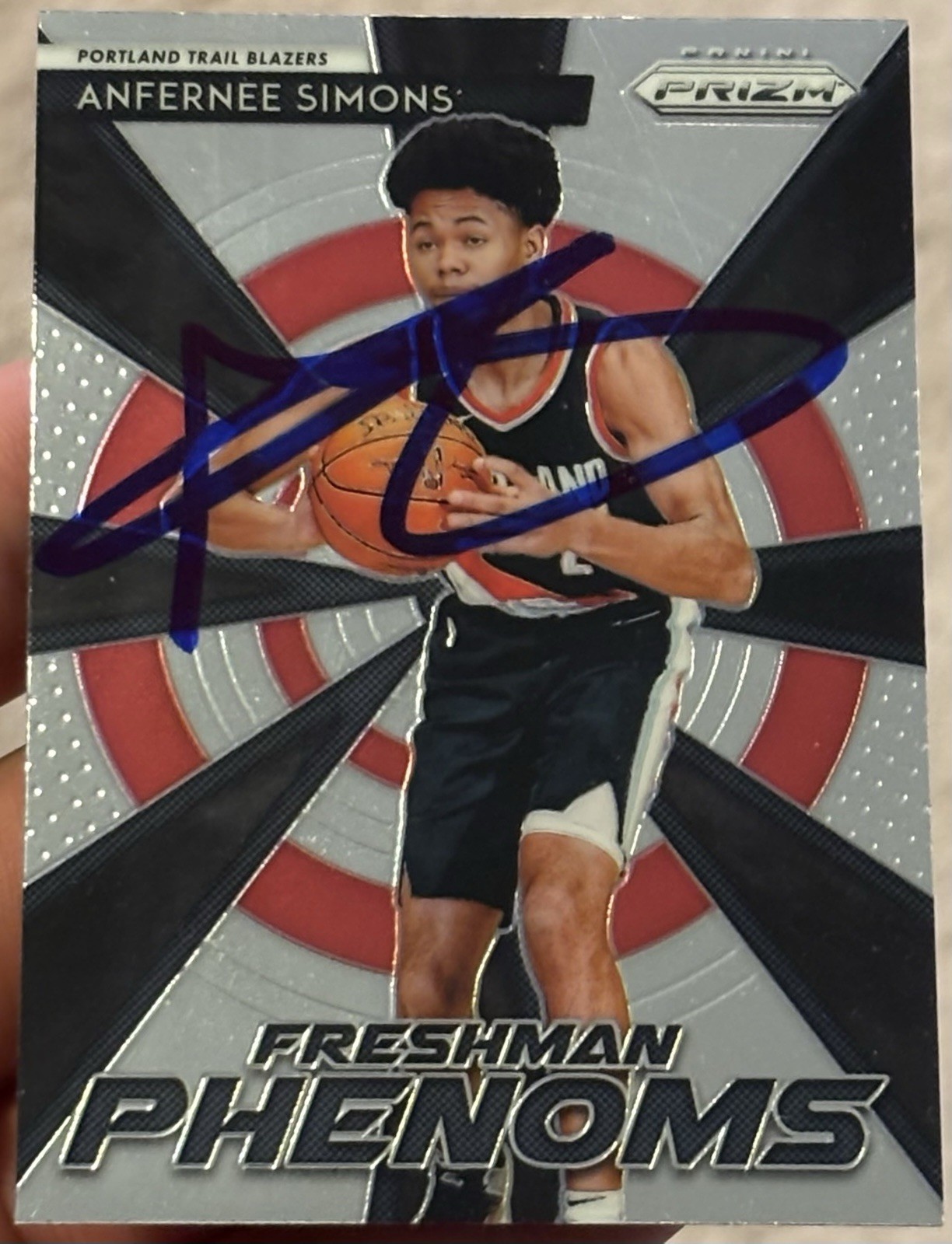 2018-19 Panini Prizm #2 Signed Freshman Phenoms Anfernee Simons Trail Blazers RC
