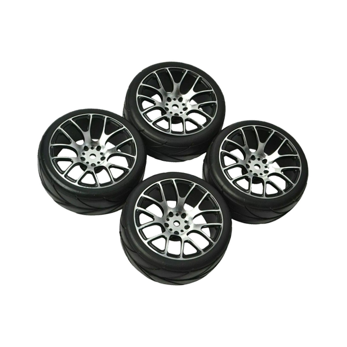 sF様 4PCS Aluminum Rims Wheels with Tires for 1/10 RC On Road Touring