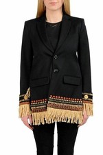Dsquared2 100 Wool Black Embellished Two Button Blazer US XS IT 38