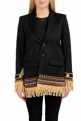Dsquared2 100% Wool Black Embellished Two Button Blazer US XS IT 38