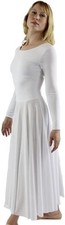 Danzcue Womens Praise Loose Fit Full Length Long Sleeve Dance Medium, White