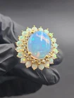 2.40Ct Oval Cut Natural Fire Opal Custom Engagement Ring 14K Yellow Gold Plated