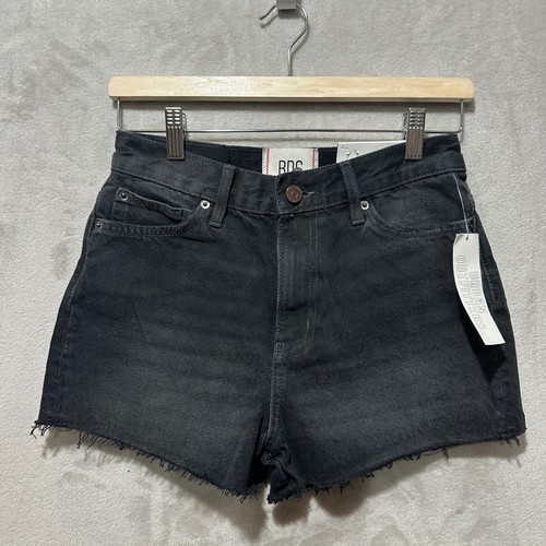 BDG Urban Outfitters Girlfriend Short Black Denim Cut Off Raw Hem Size 26 NWT