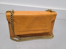 Bright Orange Mango MNG Bag Handbag Purse Long Gold Tone Chain New Unused