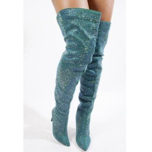 glitter high knee boots