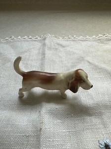 Vintage Bassett Hound figurine. made in Japan. 2.75” length~ 1.5” high