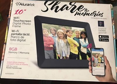 Aluratek 10-Inch Digital Photo Frame Wi-Fi Touch Screen 8GB  New