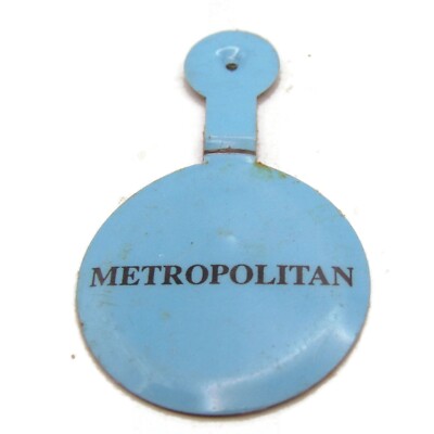 Metropolitan Baby Blue Tab Button Vintage Metal