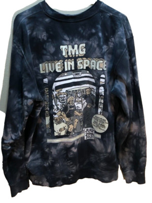TMG Tiny Meat Gang Live Space 2021 Tie Dye Black Blue Pullover Sweatshirt XL