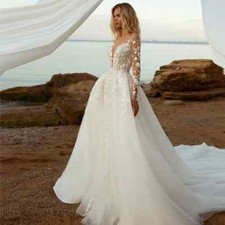 Detachable 2 in1 Lace White Wedding Dresses Elegant Women Sexy V-neck Mermaid