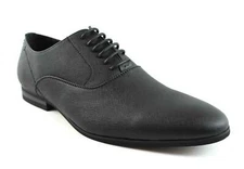 Men's Black Dress Shoes Round Toe Herringbone Lace Up Oxfords Formal AZARMAN