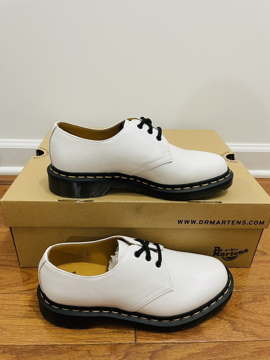 Size 7, Dr. Martens AirWair 1461 White Patent Leather Oxford Shoes