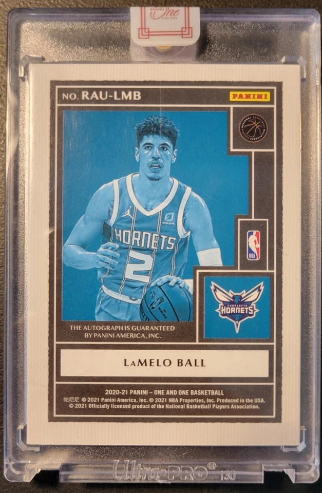 LAMELO BALL 2020-21 PANINI ONE AND ONE AUTO RC 20/99 HORNETS ON CARD AUTOGRAPH - Image 2 of 2