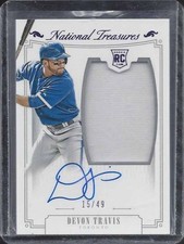 DEVON TRAVIS 2015 NATIONAL TREASURES PURPLE RPA JUMBO PATCH AUTO RC #D 15/49
