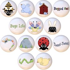 Set of 13 Birdies 'n Bugs CERAMIC Drawer Pulls Dresser Drawer Cabinet Knobs