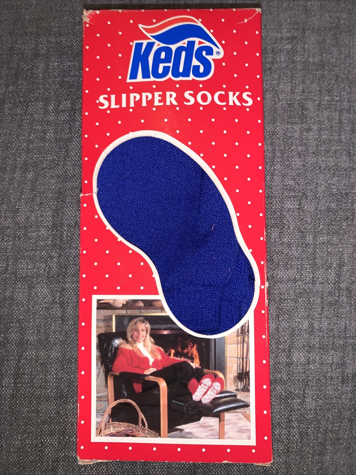 SAOLA Calzino vintage Keds The Slipper suola trazione taglia unica donna colore blu anni 80