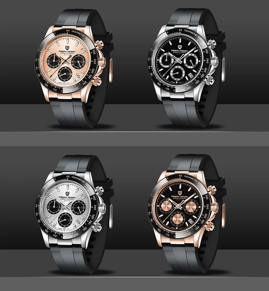 40mm Pagani Design Chronograph Rose Gold Sapphire Glass Japan VK63 Quartz Watch - Image 2 of 4