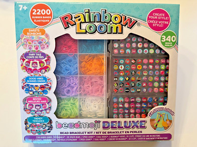 Rainbow Loom Beadmoji Deluxe Bracelet Bead Large Kit & Speed Looms 2200 Bands