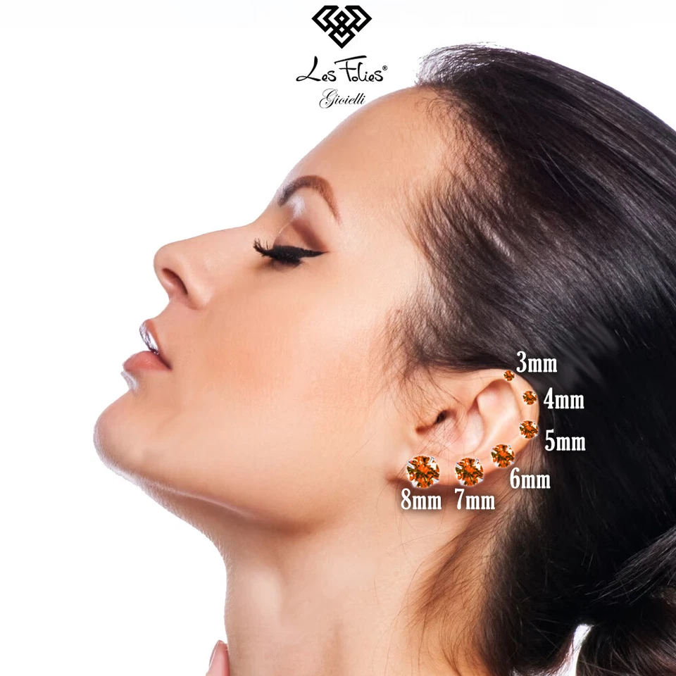 Coppia di Orecchini Punti Luce Arancione in argento 925 - Rainbow Collection - Immagine 2 di 4