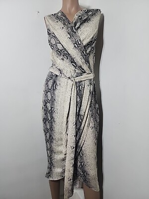 Womens Snake Print Sleeveless Faux Wrap Hi-Low Dress S NWT | eBay