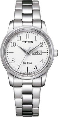 Citizen Women's Eco-Drive Silver Day Date Window Watch 31MM EW3261