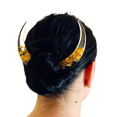 HANDMADE Hair Stick Crescent Moon Hair Clip Wedding Hair Comb Hair
