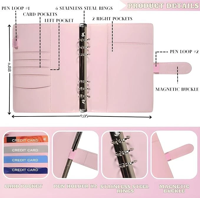 100 Sobres Carpeta Desafío Ahorro Dinero, Carpeta Tamaño A5 (ROSA)  Foto 4 de 4