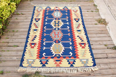 Türkischer Kelim Teppich 3x5 Handgewebt Oushak Teppich Kelim 115x168cm Orient...