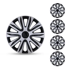 For R16 Car Tire & Rim 16" 4Pcs Wheel Covers Snap On Full Hub Caps Black Silver