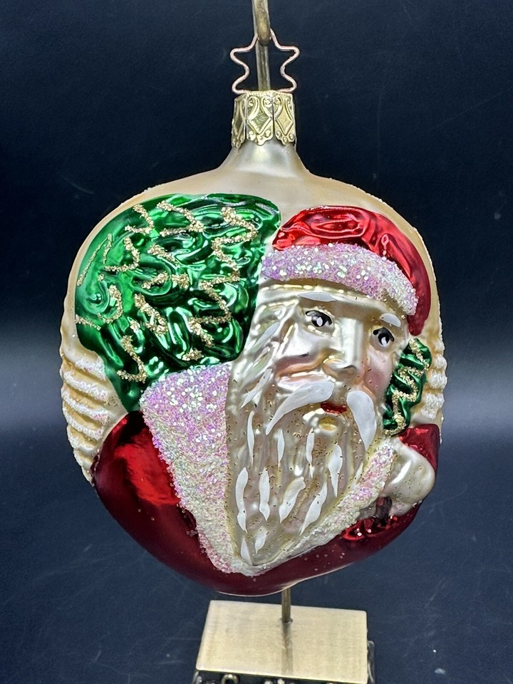 OLD WORLD CHRISTMAS ORNAMENT SANTA WITH TREE. 1997. GERMANY 4 IN. INGE
