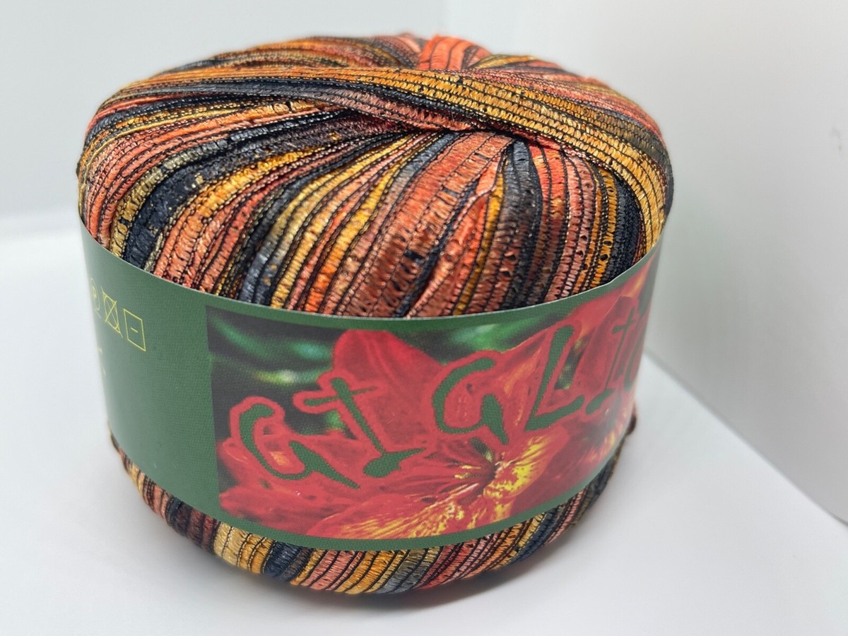 Knitting Fever KFI Giglio Ribbon Yarn #56 Variegated Orange Black