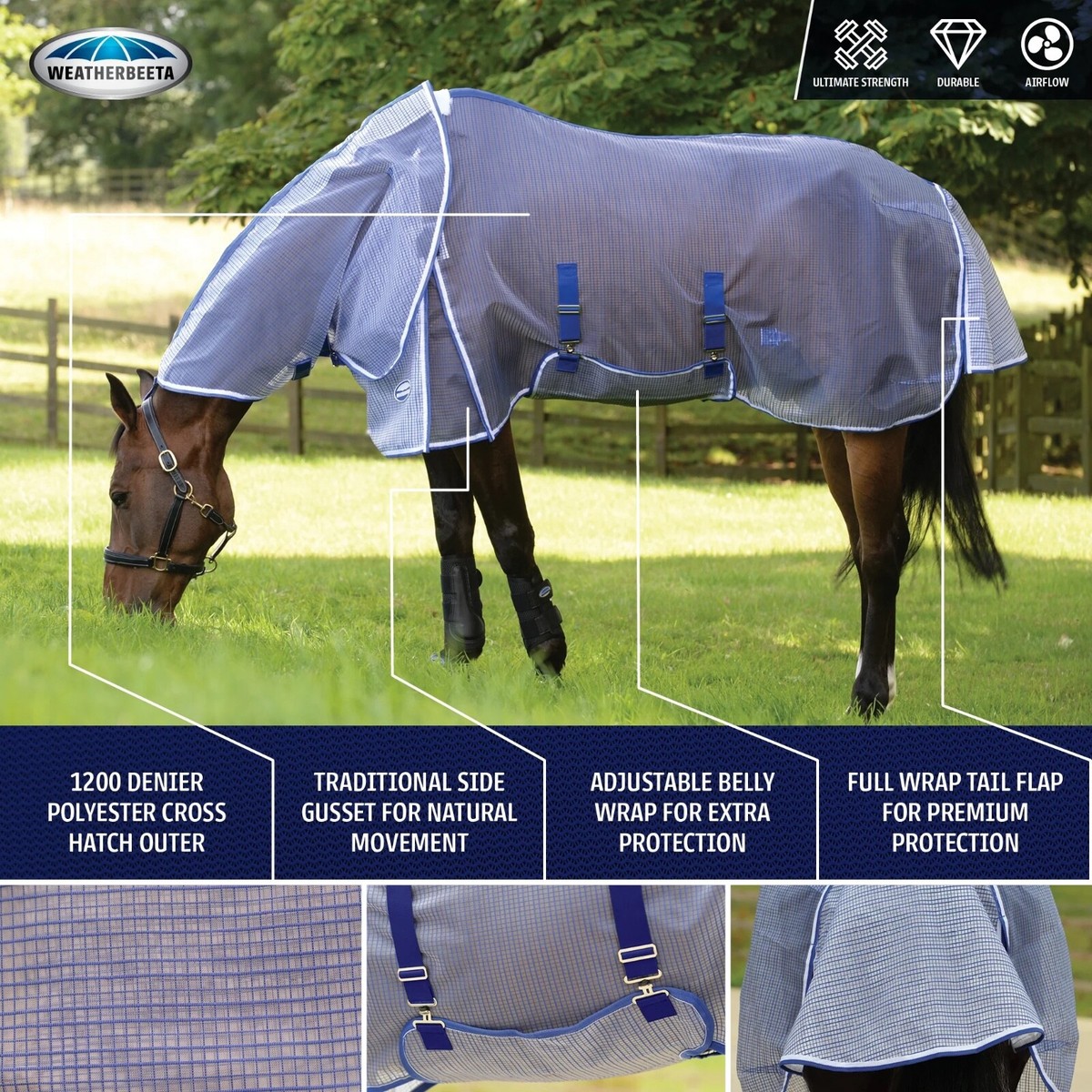 WeatherBeeta ComFiTec Ripshield Plus Pferdedecke Mit Ultra Belly Wrap & Kombo-Hals