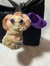 Handmade Crocheted Lion Plush Keychain Backpack Charm Multicolor w Purple Crocs
