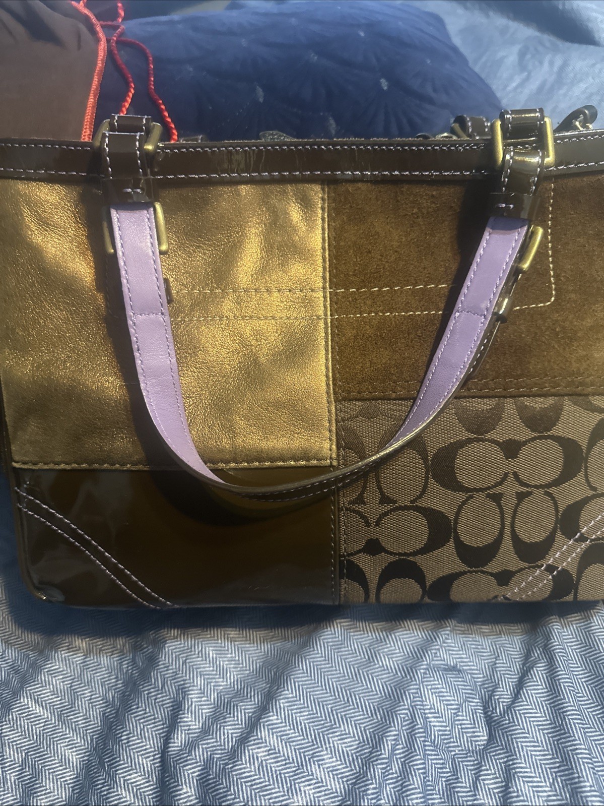 Coach Leather Suede Multicolor Patchwork Tote Sho… - image 12